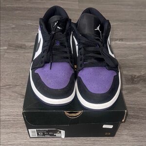 Jordan Black and Purple Low-Top Sneakers
